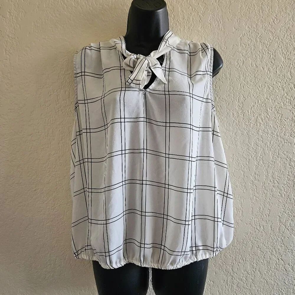 W5 Tie Neck Sleeveless Career Blouse